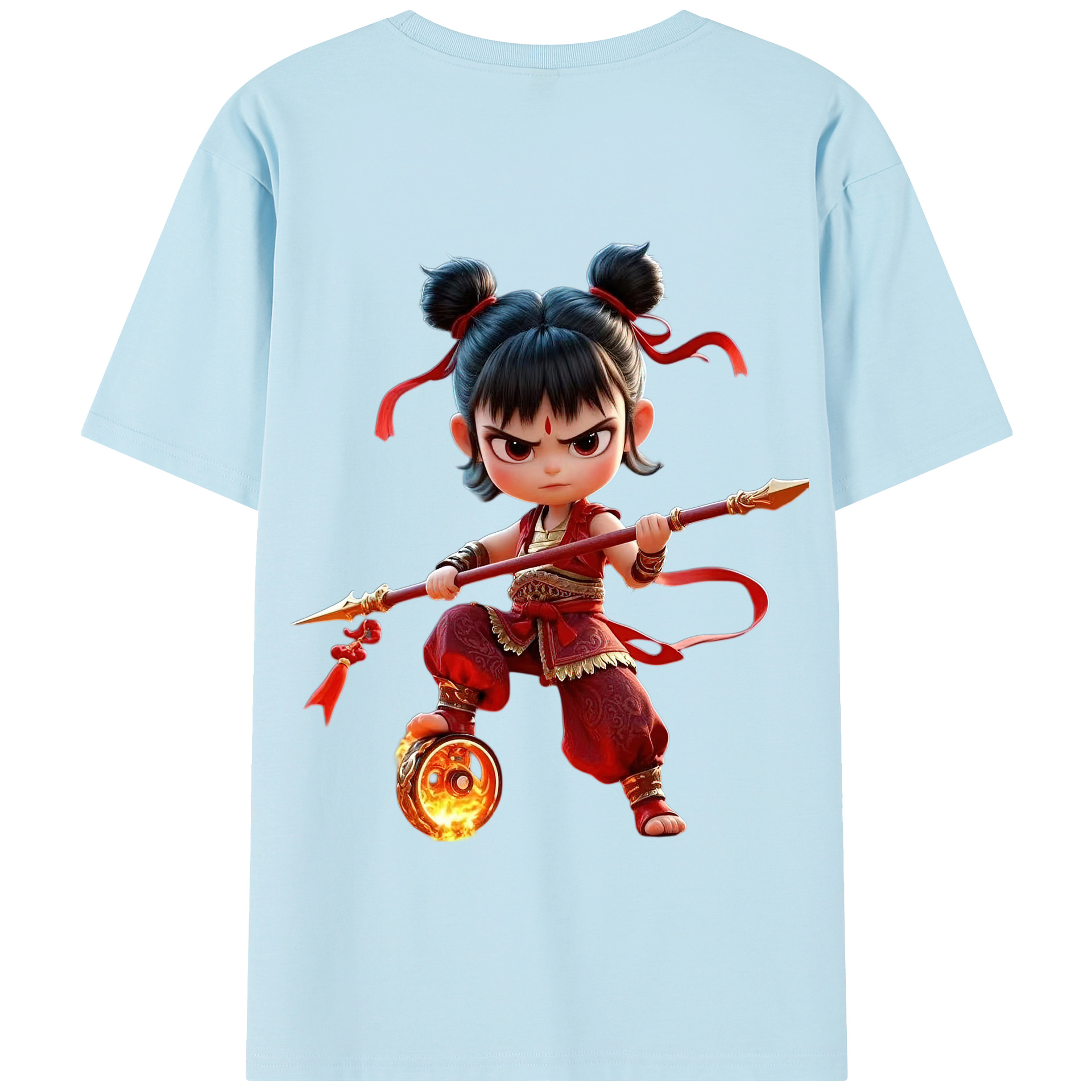 （画像用） Ne Zha 2 ナタ 魔童の大暴れ 綿100％半袖Tシャツ（背面プリント）